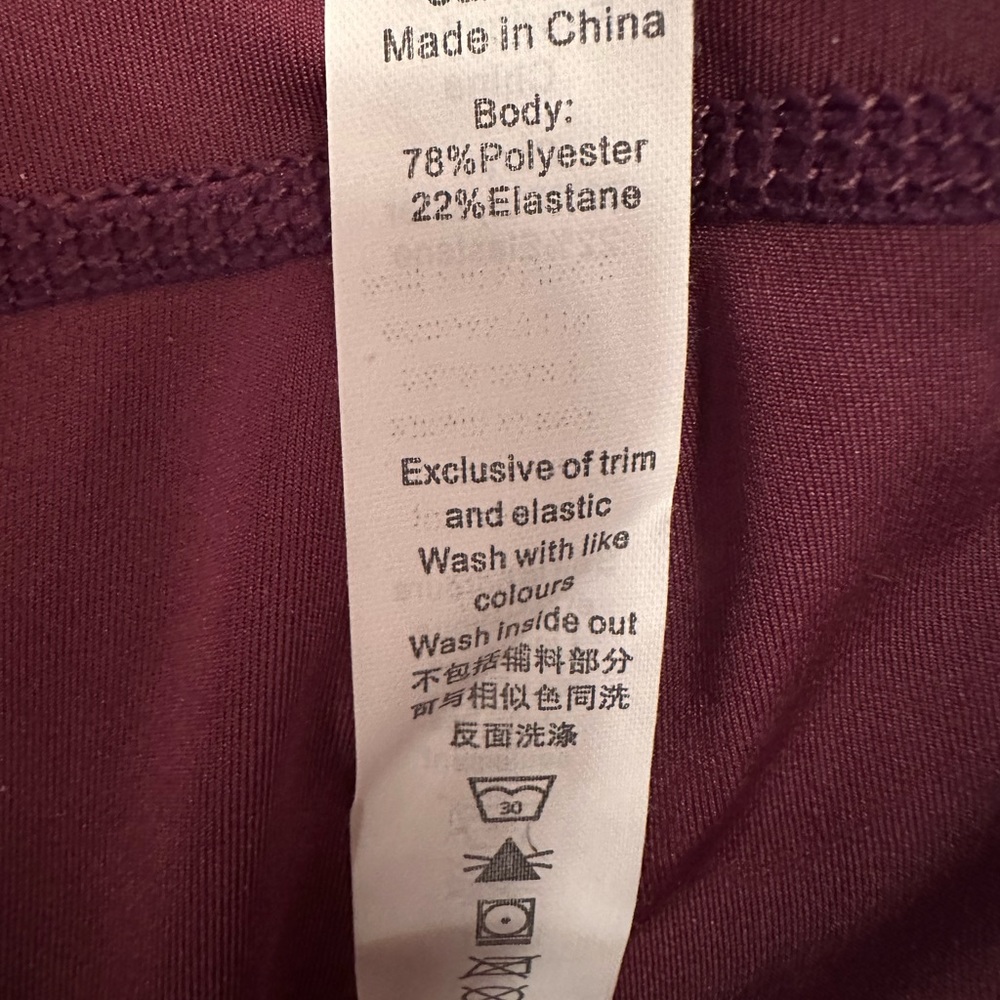 Maroon size 30 silky leggings